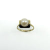 Vintage 9ct Gold 7.3mm Pearl Solitaire Ring 375 Size L - M (1975)