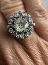 Vintage Platinum 2.70ct Old Cut Diamond Cluster Ring 950 Size K