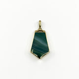 Large Chunky Vintage 9ct Gold Double Sided Green & Orange Agate Fob Pendant 375