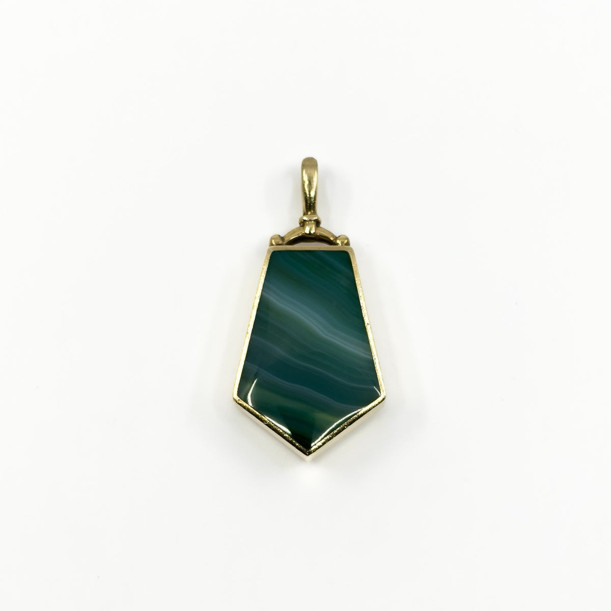 Large Chunky Vintage 9ct Gold Double Sided Green & Orange Agate Fob Pendant 375