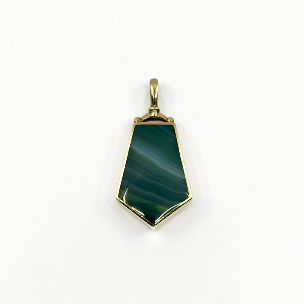 Large Chunky Vintage 9ct Gold Double Sided Green & Orange Agate Fob Pendant 375