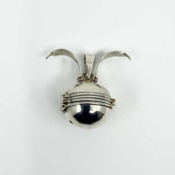 Vintage Sterling Silver Chunky Orb Photo Locket 925 