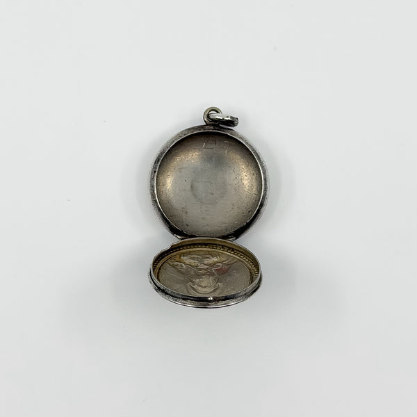 Unusual Vintage Sterling Silver Virgin Mary Christian Photo Locket / Pendant 925
