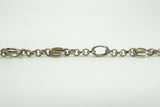 Vintage Sterling Silver Rolo & Oval Links Toggle Charm Bracelet 925