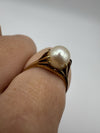 Vintage 9ct Gold Pearl Ring 375 Size M 