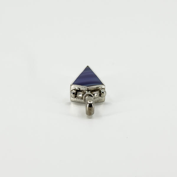 Chunky Vintage Double Sided Blue Agate & MOP Fob Pendant 925 by DSW