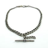 Antique Edwardian Sterling Silver 13.8" Albert Chain & T-Bar Pendant 925 (1901)