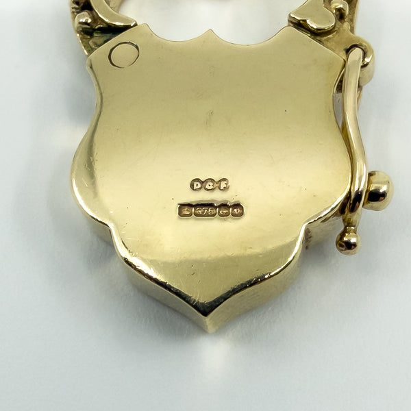 Chunky Vintage 9ct Gold Heart & Sheild Lock Padlock Pendant Charm 375 Birm 1995