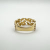 Vermeil Diamond Floral Band Leaf Ring in Sterling Silver 925 Size R - S Eternity