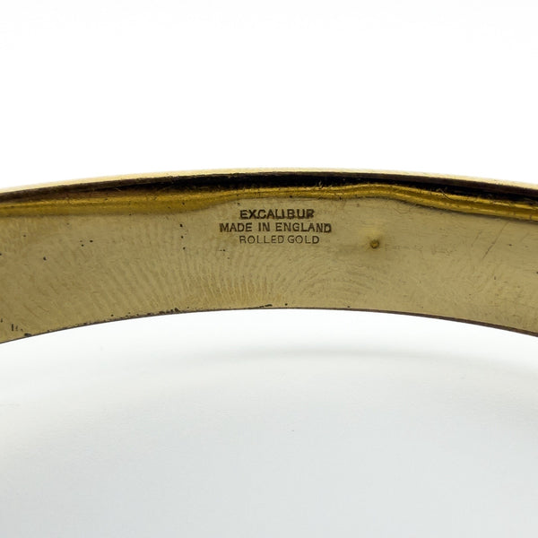 Vintage Rolled Gold Oval Foliate Engraved Hinged Bangle / Bracelet