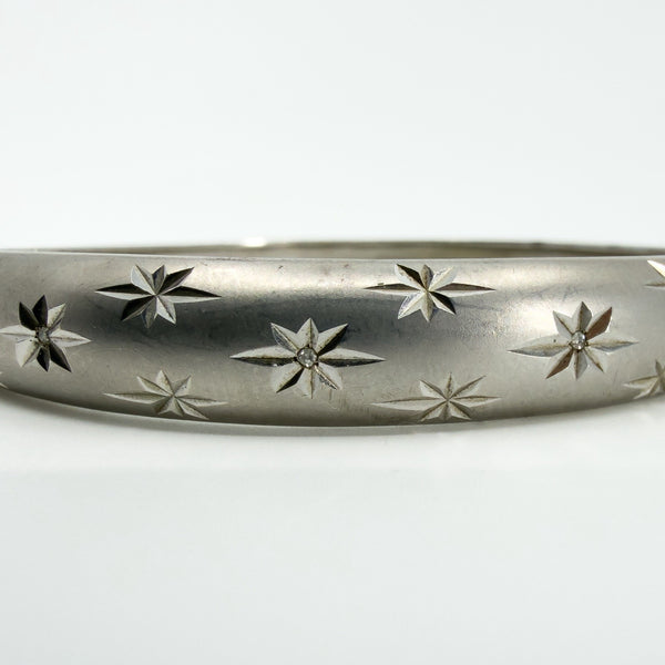 Sterling Silver Celestial Diamond Star Studded Bangle 925