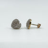 Vintage 9ct Pave Diamond Puffy Heart Stud Earrings 375
