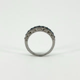 Sterling Silver 1ct Blue Diamond Half Eternity Band / Ring 925 Size R