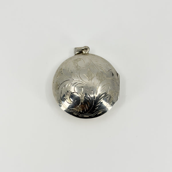 Vintage Sterling Silver Large Chunky Round Photo Locket 925 