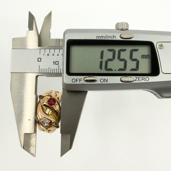 Antique 9ct Rose Gold Double Snake Diamond & Garnet Ring Size U (Chester 1909)