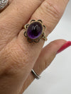 Vintage 9ct Amethyst Solitaire Ring Size