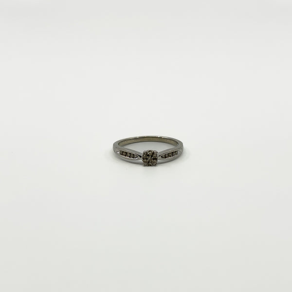 9ct White Gold Diamond Engagment Ring 375 Size L