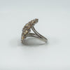 Huge Sterling Silver Citrine & CZ Cocktail Ring Size Q - R 