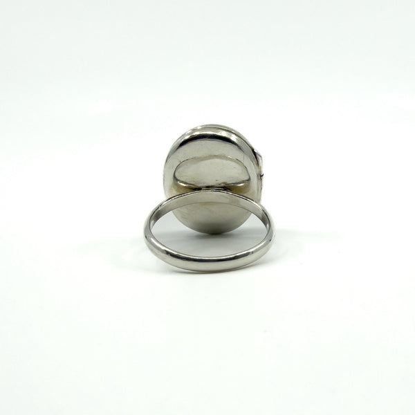Large Chunky Vintage Sterling Silver Engraved Secret Locket Ring 925 Size Q - R