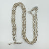 Vintage Sterling Silver 18.5” Figaro Chain Dog Clip & T-Bar Pendant 925