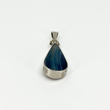 Large Chunky Vintage Blue & Brown Banded Agate Pendant 925 by David Scott Walker