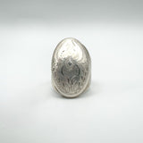 Large Chunky Oval Vintage Engraved Ring in Sterling Silver 925 Size P - Q by DPG
