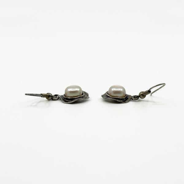 Sterling Silver Cultured Pearl Drop Sheperd Hook Earrings 925