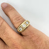 Chunky Vintage 9ct Gold 1.30ct Starburst Diamond Trilogy Ring Gypsy Band Size U