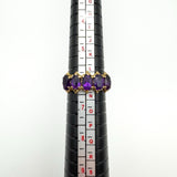 Vintage 9ct Gold 0.50ct Amethyst Half Hoop Band Ring Size L - M 3.7g 1972