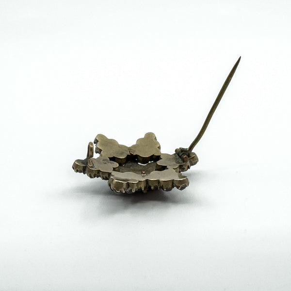 Antique Silver Gilt Bohemian Rose Cut Garnet Star Brooch