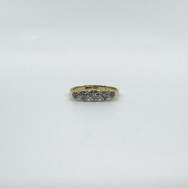 Vintage 18ct Gold Diamond 5x Stone Engagement Ring 750 Size K