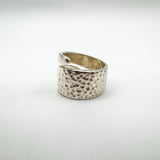 Modernist Snake Ring / Half Hammered Crossover Band in Sterling Silver Size L