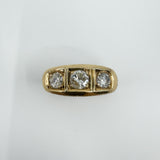 Chunky Vintage 9ct Gold 1.30ct Starburst Diamond Trilogy Ring Gypsy Band Size U