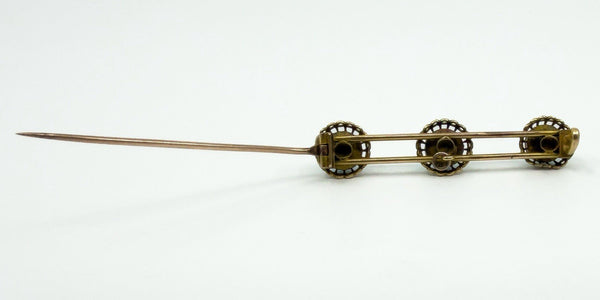 Antique Victorian 9ct Gold Pave Turquoise Bar Brooch / Pendant 375