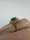 14ct Gold 1.77ct Emerald & Diamond Cluster Ring 585 Size N Engagement Stacking