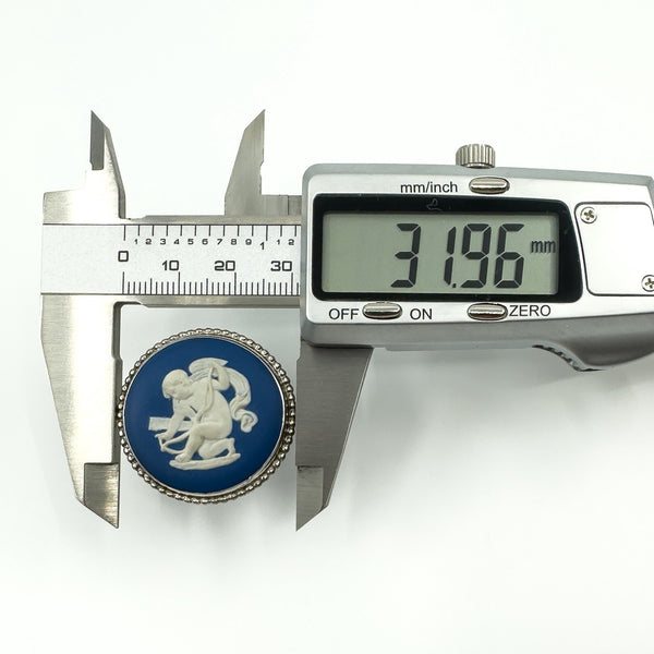 Vintage Sterling Silver Wedgewood Cupid Cherub Blue Jasper Ware Cameo Brooch 925