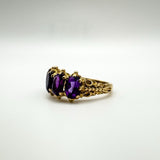 Vintage 9ct Gold 0.50ct Amethyst Half Hoop Band Ring Size L - M 3.7g 1972