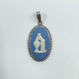 Vintage Sterling Silver Wedgewood Blue Jasper Ware Cameo Pendant 925 (1974)