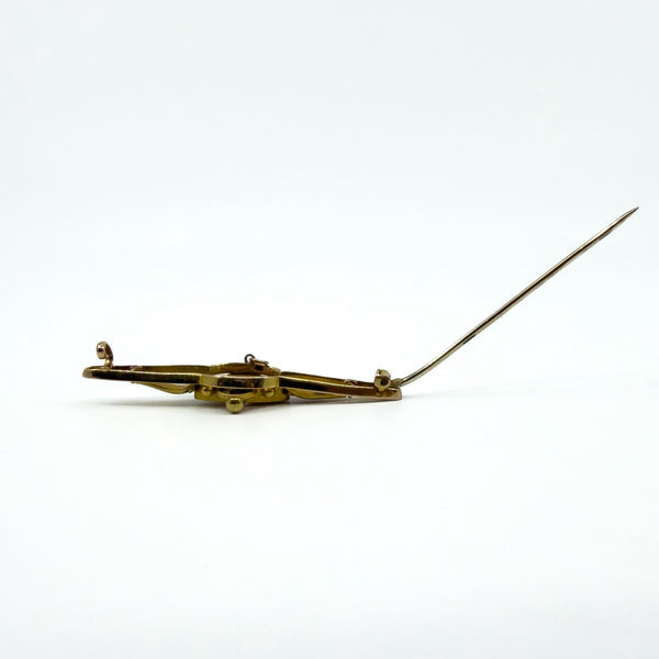 Antique / Victorian Etruscan Revival 15ct Gold Old Cut Diamond Brooch 585