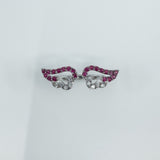 New Sterling Silver Ruby Double Angel Wings Ring 925 Size N - O
