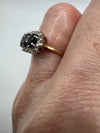 Vintage 9ct Gold 1.14ct Diamond & Sapphire Trilogy Ring Size K - L (London 1989)