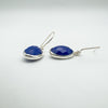 Chunky Lapis Lazuli Oval Drop Earrings on Shepherd Hooks in Sterling Silver 925