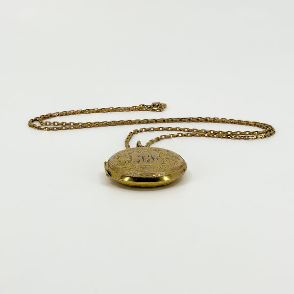 Large Antique 9ct Rose Gold Photo Locket & 19" Chain 375 (Birm 1886)