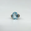 Chunky Sterling Silver 8ct Blue Topaz Ring 925 Size N 