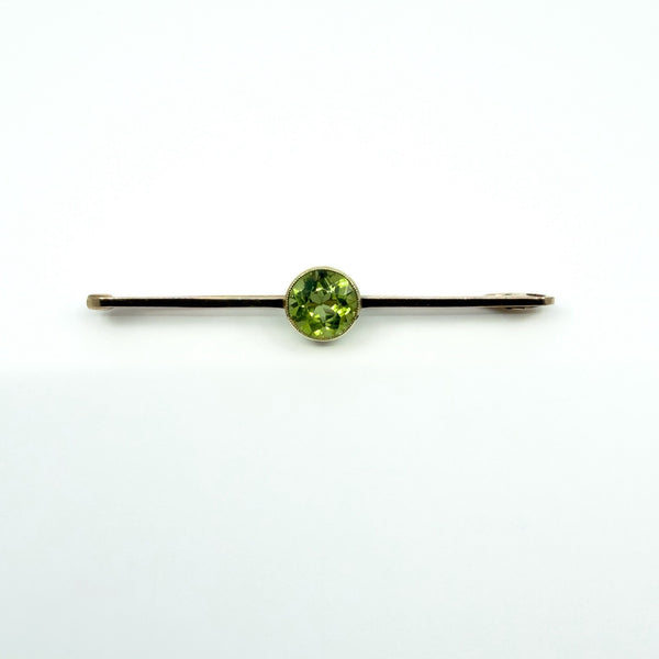 Antique / Art Deco 15ct Gold 1.50ct Peridot Bar Brooch / Pendant 585