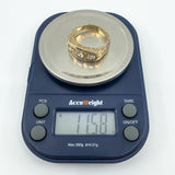 Chunky Vintage 9ct Gold 1.30ct Starburst Diamond Trilogy Ring Gypsy Band Size U