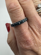Sterling Silver 1ct Blue Diamond Half Eternity Band / Ring 925 Size R