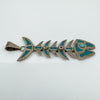 Large Vintage Articulated Skeleton Fish Turquoise Pendant 925