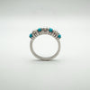 Pearl & Turquoise Half Hoop Band Ring in Sterling Silver Size K - L