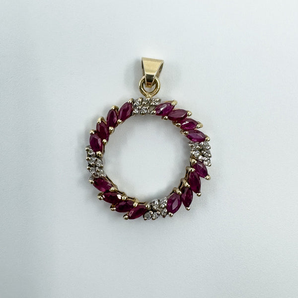 Vintage 9ct Gold 1.60ct Ruby & Diamond Pendant / Charm 375 (Birmingham 1989)